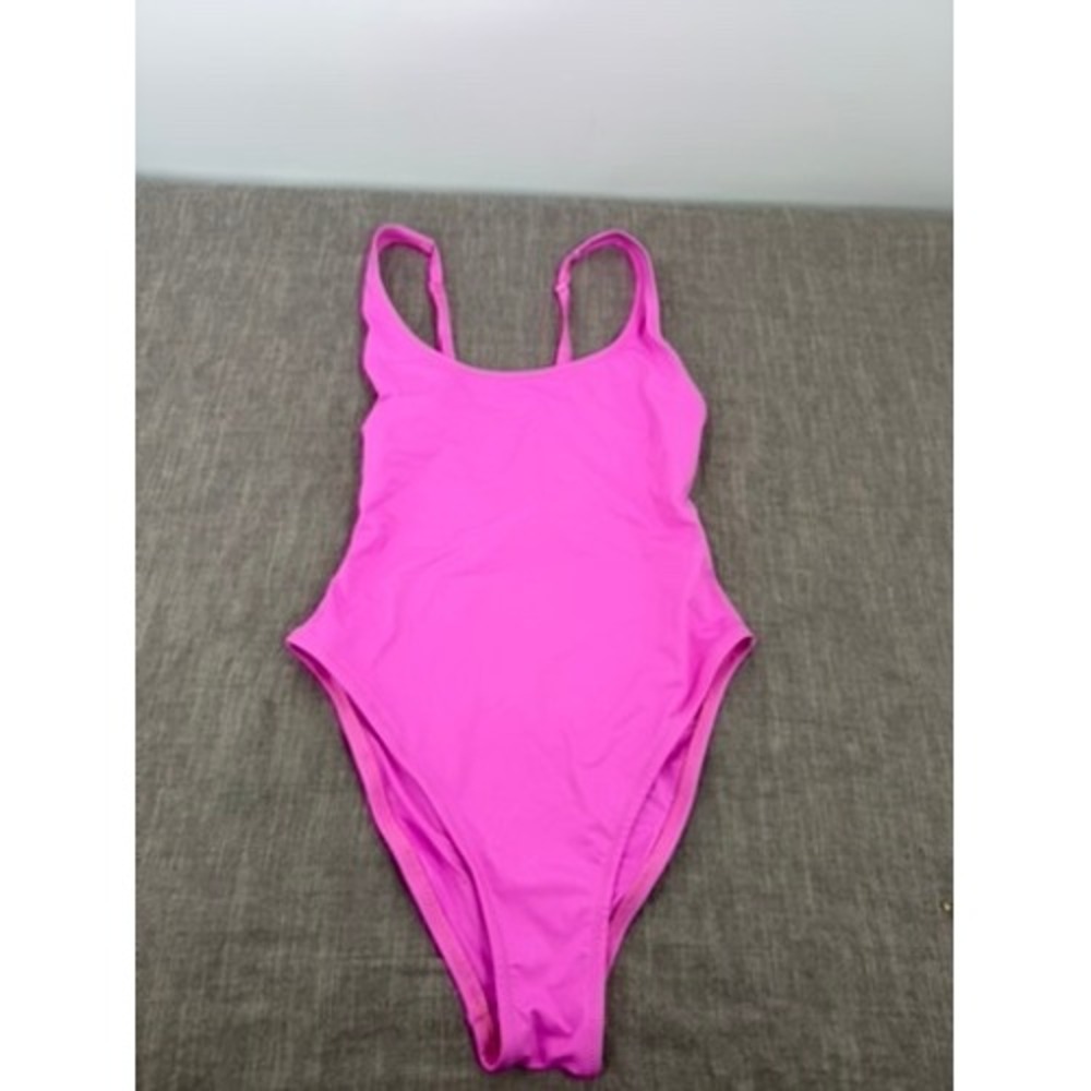 Skims Recycled Swim Scoop Neck One Piece Swimsuit Neon Orchid Size S Small NWT